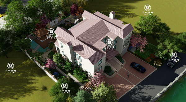 百通香溪庭院別墅景觀設計,青島庭院設計